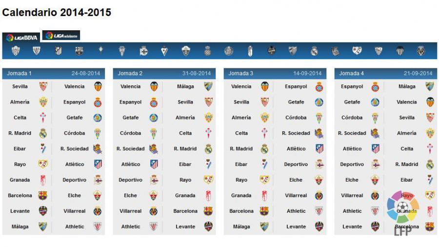 Ver el calendario de la liga española