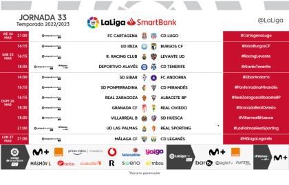 Horarios De La Jornada 33 De LaLiga SmartBank 2022/23 | LALIGA