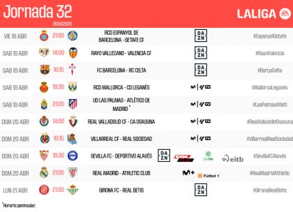 Horarios de la jornada 32 de LALIGA EA SPORTS 2024/25 | LALIGA