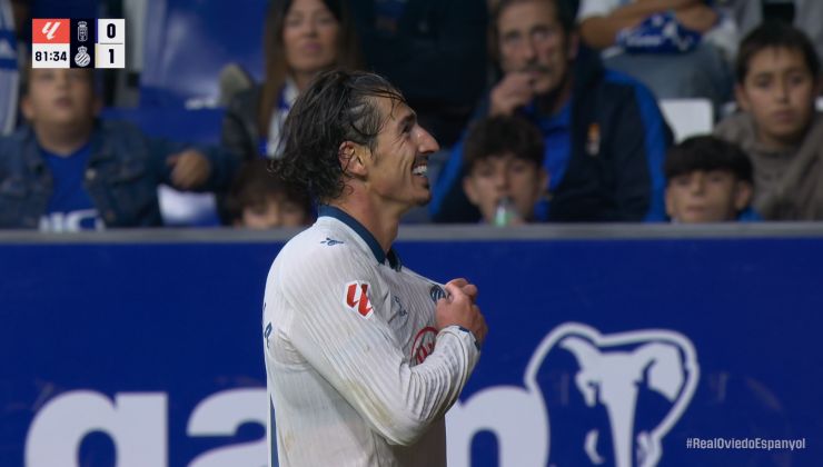 Pere Milla resolvió una gran jugada coral del Espanyol en Oviedo